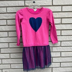 Hatley Glitter Heart Drop Waist Tulle Skirt Knit Dress Sz10
